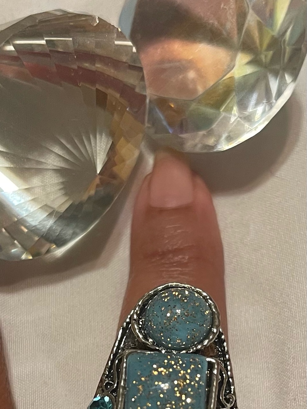 Blue Glitter Statement Ring - Women Jewelry